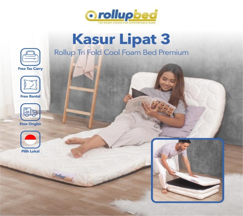 Jual [Free Bantal+Tas Carry] Kasur Lipat  Tebal cm - Rollup Tri