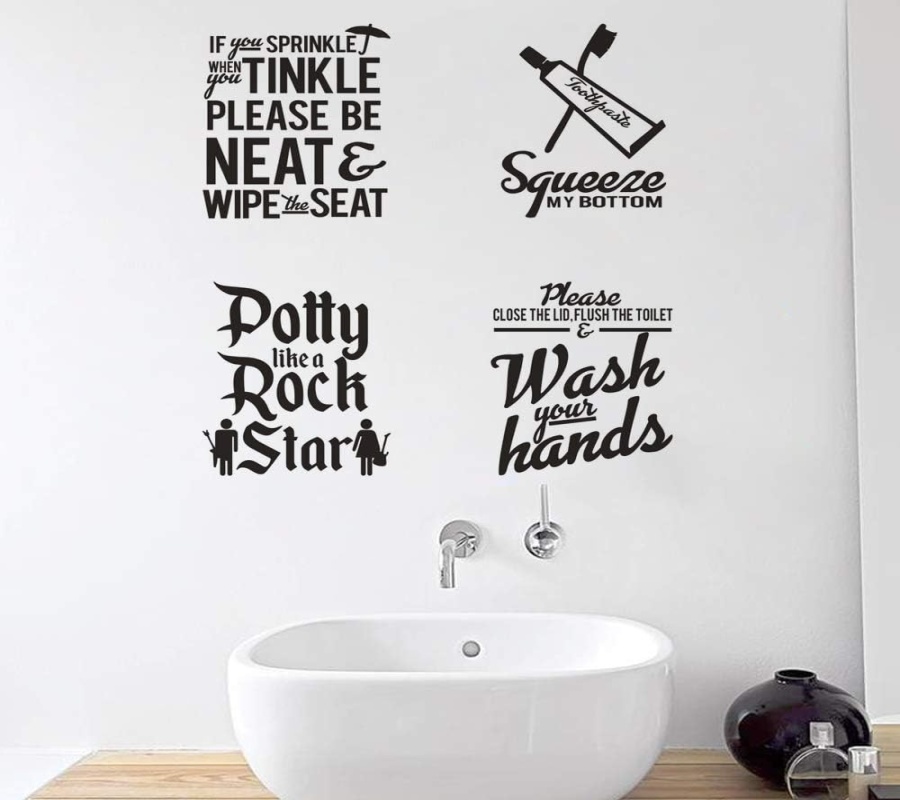 Set of Inspirational Bathroom Quotes Wall Art Stickers - Removable Vinyl Décor Set of Inspirational Bathroom Quotes Wall Art Stickers - Removable Vinyl Décor